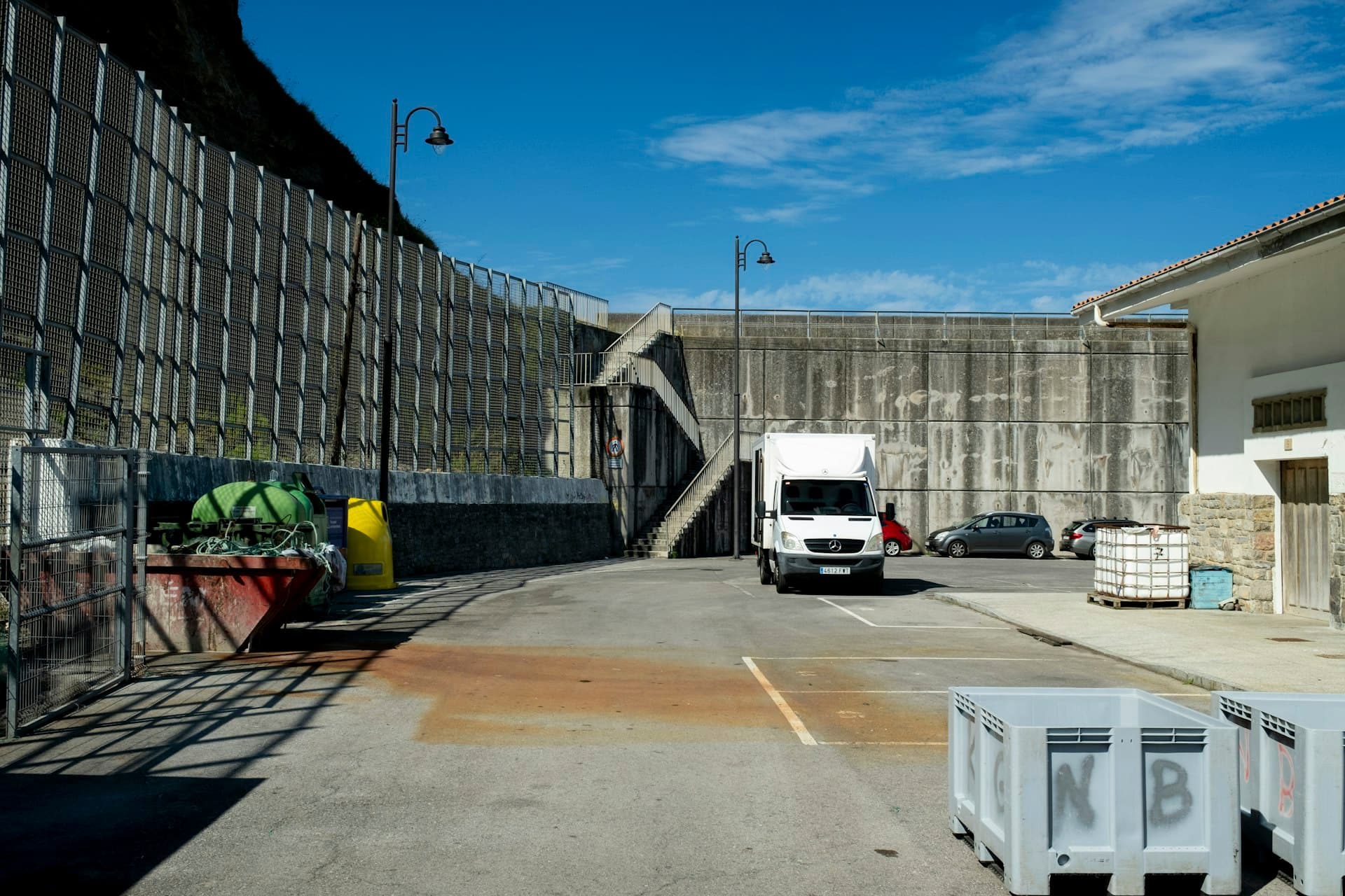 Commercial building with a concrete apron and loading dock