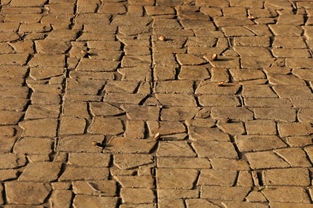 Patterned paving surface texture in warm tones