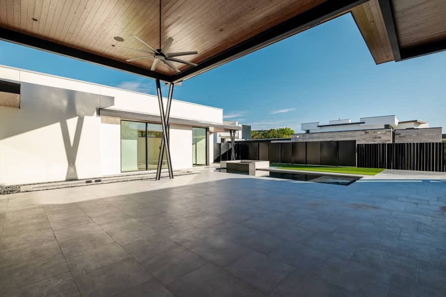 Covered concrete patio outdoor living space